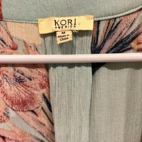 Kori America Mint Green Florak Adjustable Kimono size Medium - Picture 4 of 6